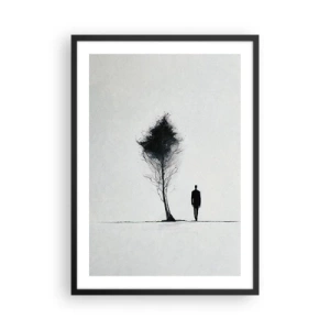Plagát v čiernom ráme - Minimalistická silueta a osamelý strom - 50x70cm - Všetci sa túlame - Moderná nástenná dekorácia do obývacej izby a spálne ARTTOR