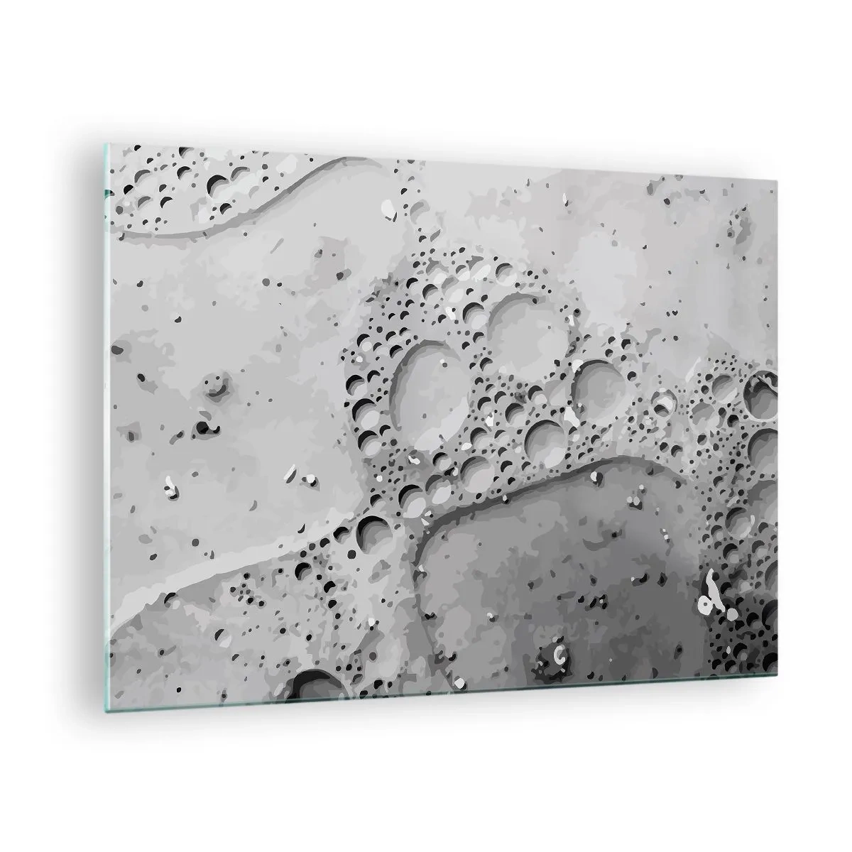 Obraz na skle - Abstraktný bublinový vzor na povrchu v odtieňoch sivej - 70x50cm - Stopa po spenenom - Moderná nástenná dekorácia do obývacej izby a spálne ARTTOR