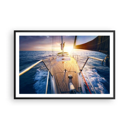 Plagát v čiernom ráme - Bežiaca po vlnách - 91x61 cm