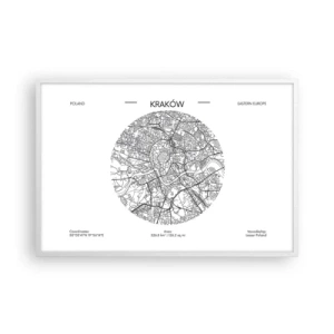 Plagát v bielom ráme - Anatómia Krakova - 91x61 cm