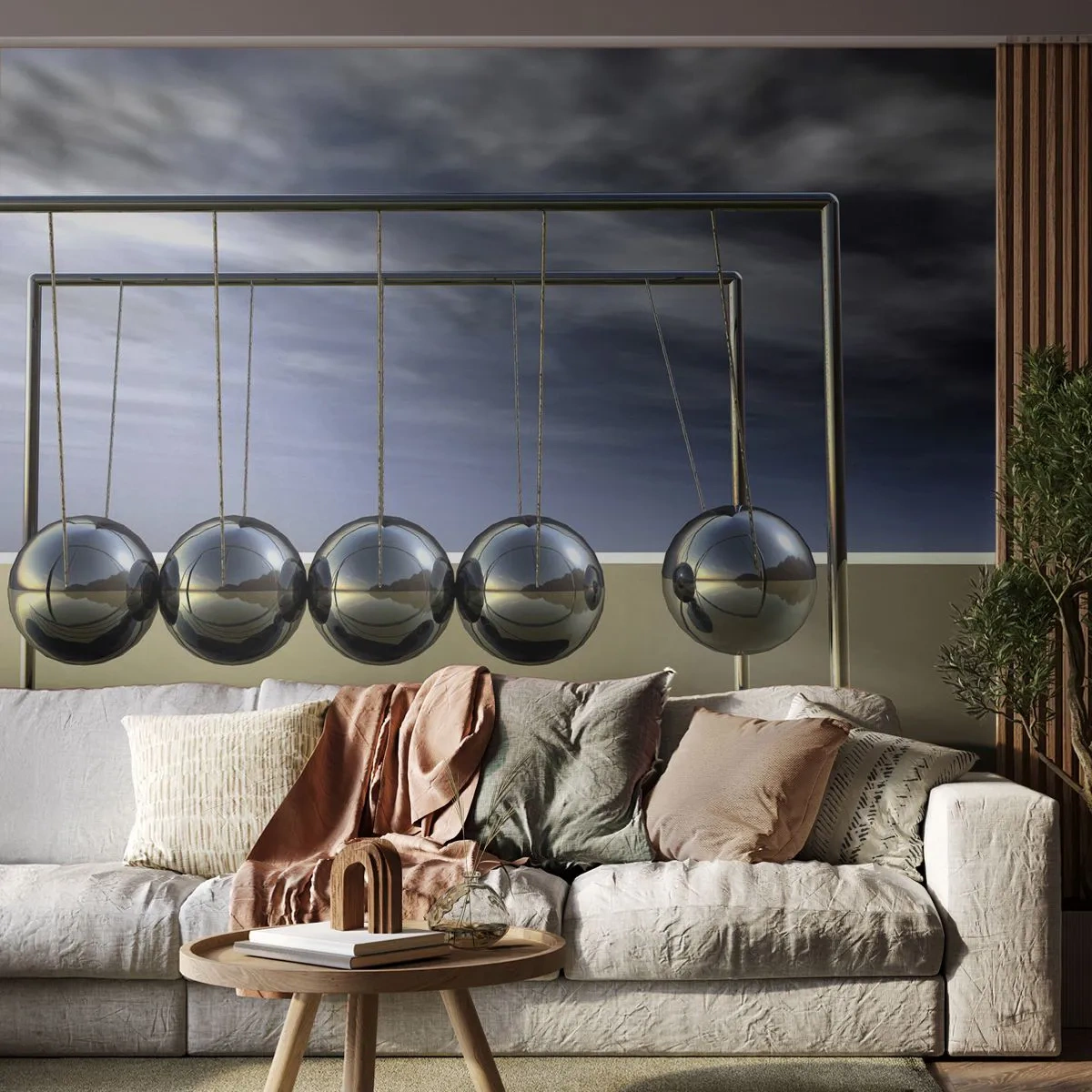 Fototapeta Standard Eco - Newtonove gule vo futuristickom prostredí - 100x70cm - Energia sveta - Moderná nástenná dekorácia do obývacej izby a spálne ARTTOR