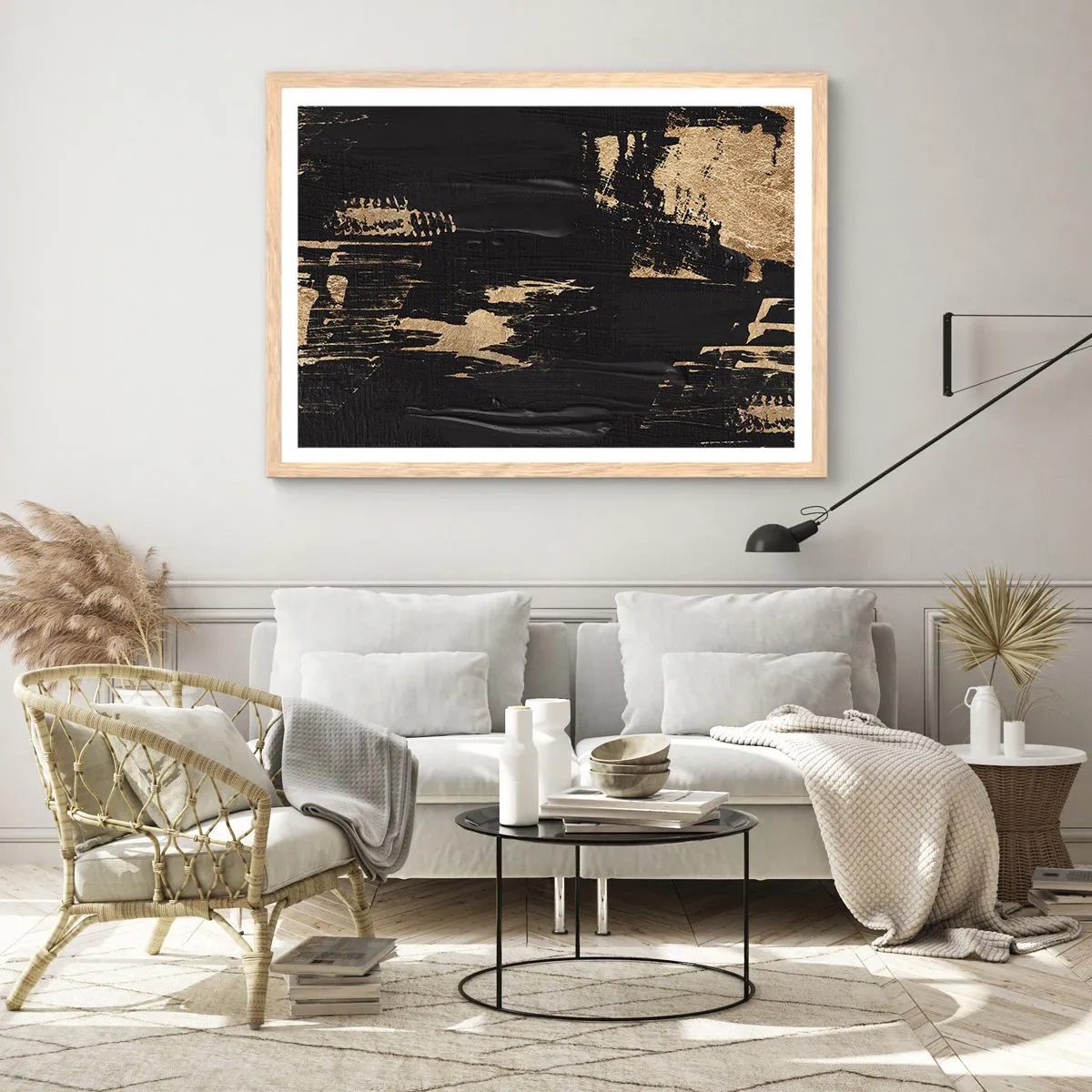 Plagát v ráme zo svetlého duba - Stopa dotyku - 100x70 cm