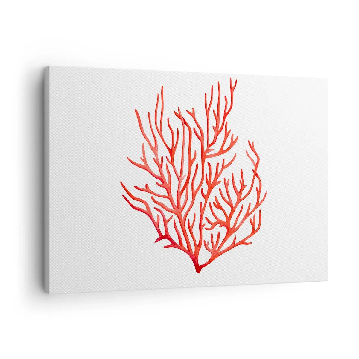 Obraz na plátne - Červený koral na bielom pozadí v minimalistickom štýle - 70x50cm - Koralový filigrán - Moderná nástenná dekorácia do obývacej izby a spálne ARTTOR