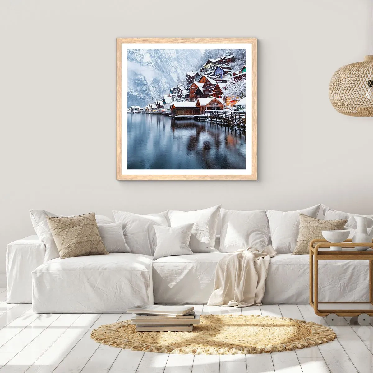 Plagát v ráme zo svetlého duba - V zimnej dekorácii - 40x40 cm