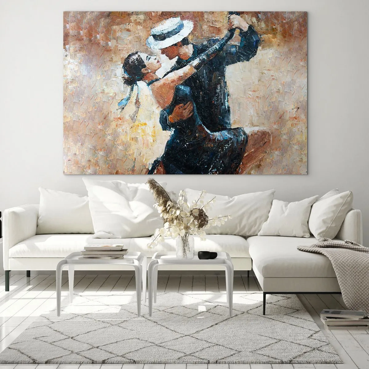 Obraz na skle - Pár tancuje v elegantnom štýle s klasickým nádychom - 70x50cm - A la Rudolf Valentino - Moderná nástenná dekorácia do obývacej izby a spálne ARTTOR