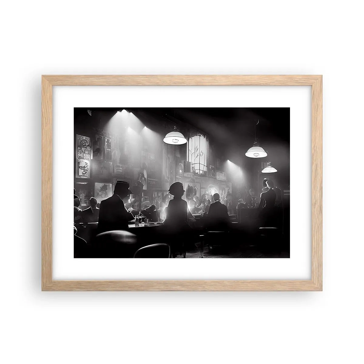 Plagát v ráme zo svetlého duba - V jazzovej atmosfére - 40x30 cm