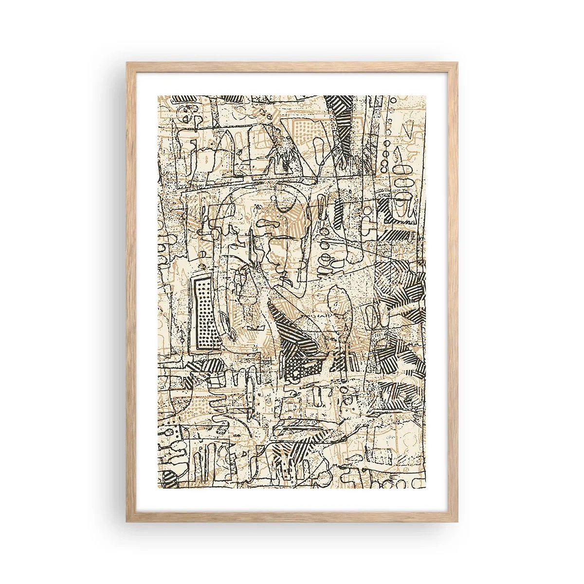 Plagát v ráme zo svetlého duba - Čaká na rozlúštenie - 50x70 cm