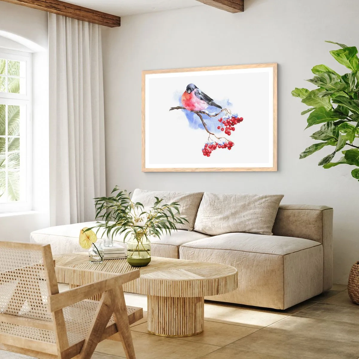 Plagát v ráme zo svetlého duba - Farebná zima - 50x40 cm