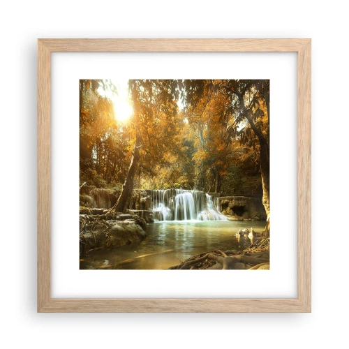 Plagát v ráme zo svetlého duba - Parkový vodopád - 30x30 cm