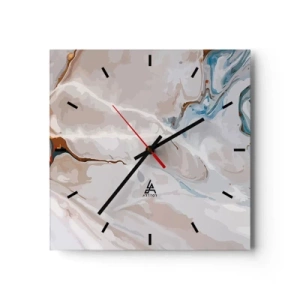 Nástenné hodiny - Modré meandre pod bielou - 30x30 cm