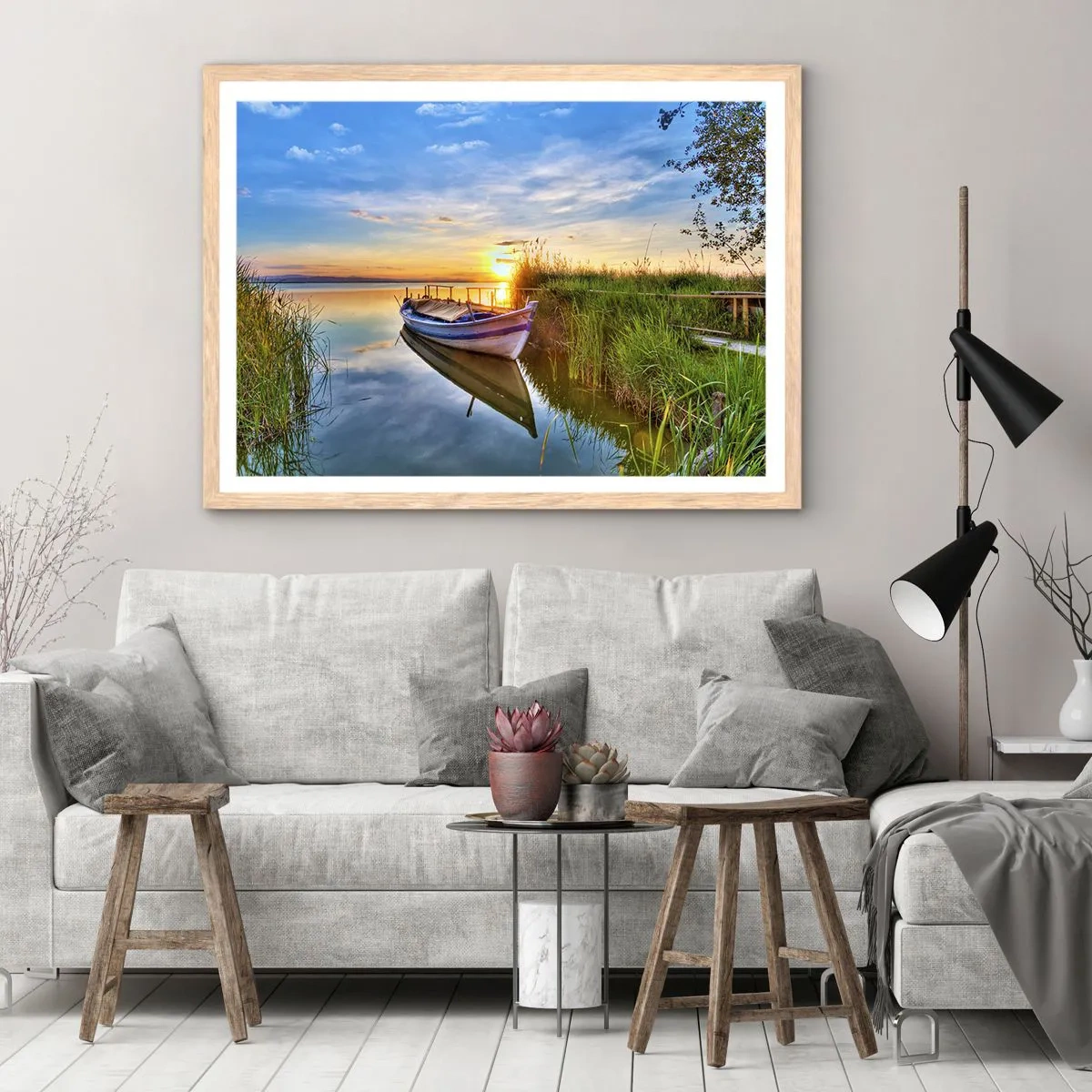 Plagát v ráme zo svetlého duba - Zátoka splnených snov - 70x50 cm