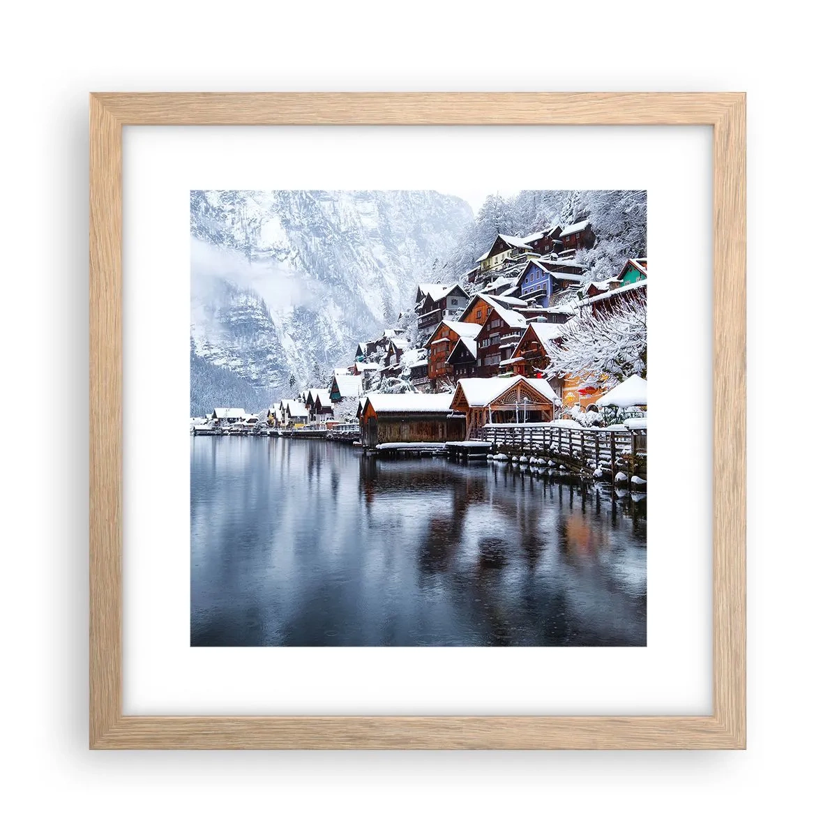 Plagát v ráme zo svetlého duba - V zimnej dekorácii - 30x30 cm