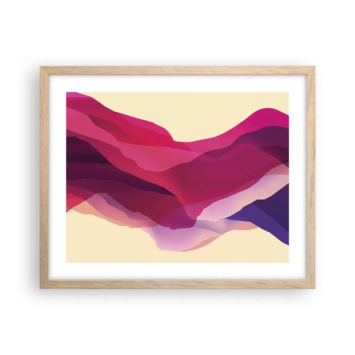 Plagát v ráme zo svetlého duba - Fialové vlny - 50x40 cm