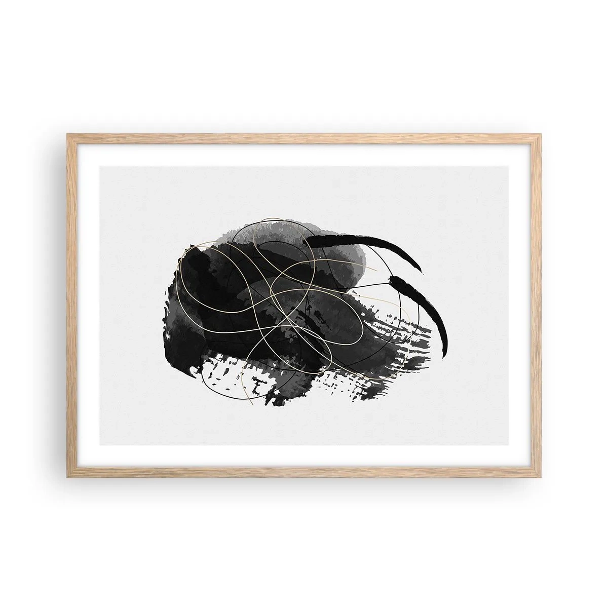 Plagát v ráme zo svetlého duba - Upletené z čiernej - 70x50 cm