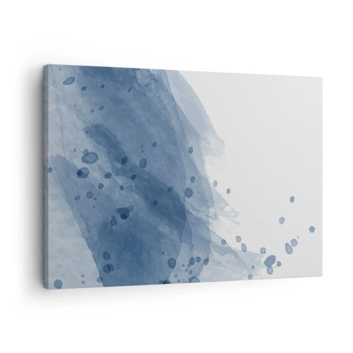Obraz na plátne - Abstraktné škvrny a pruhy v odtieňoch modrej - 70x50cm - Modrý tyl - Moderná nástenná dekorácia do obývacej izby a spálne ARTTOR