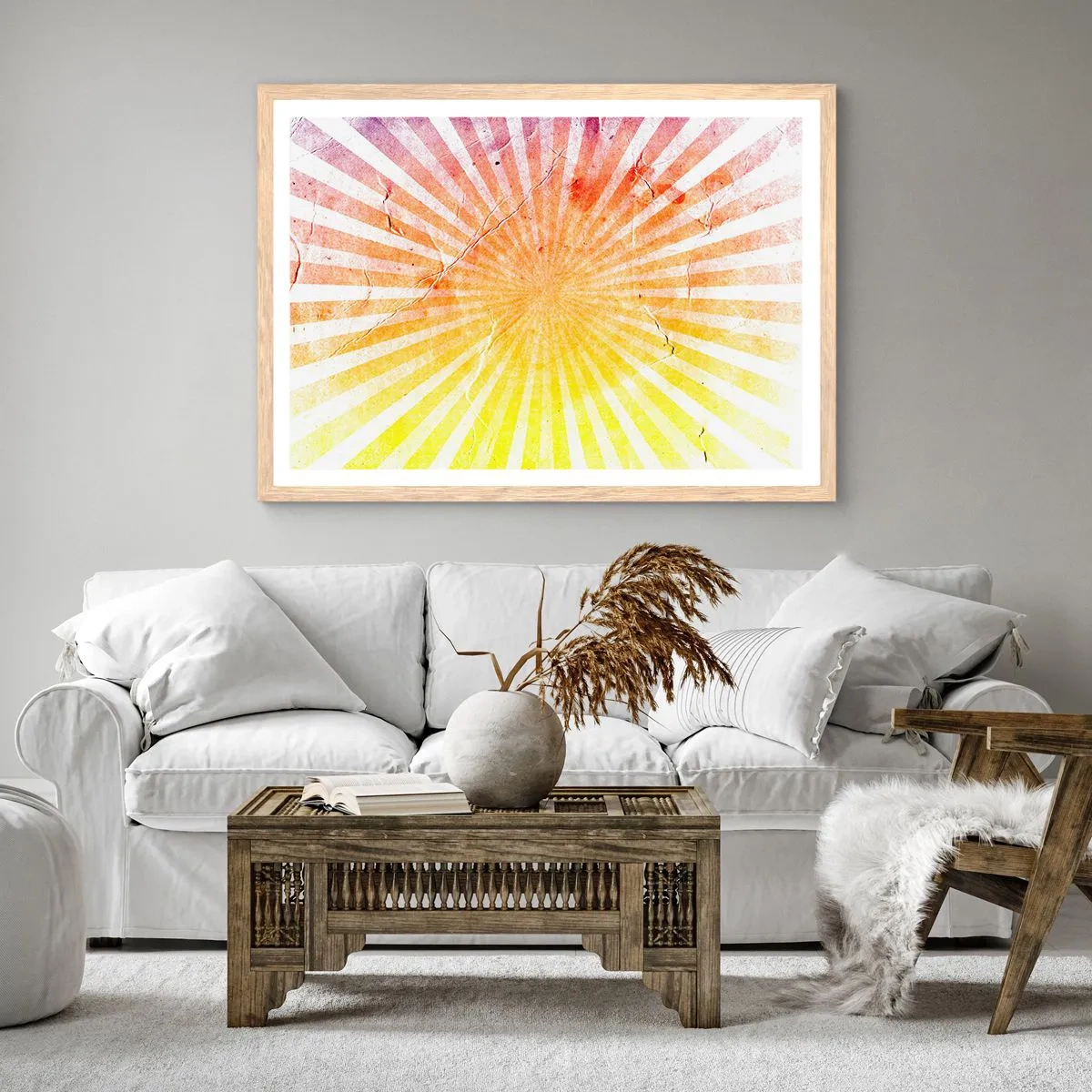 Plagát v ráme zo svetlého duba - Východy a západy - 70x50 cm