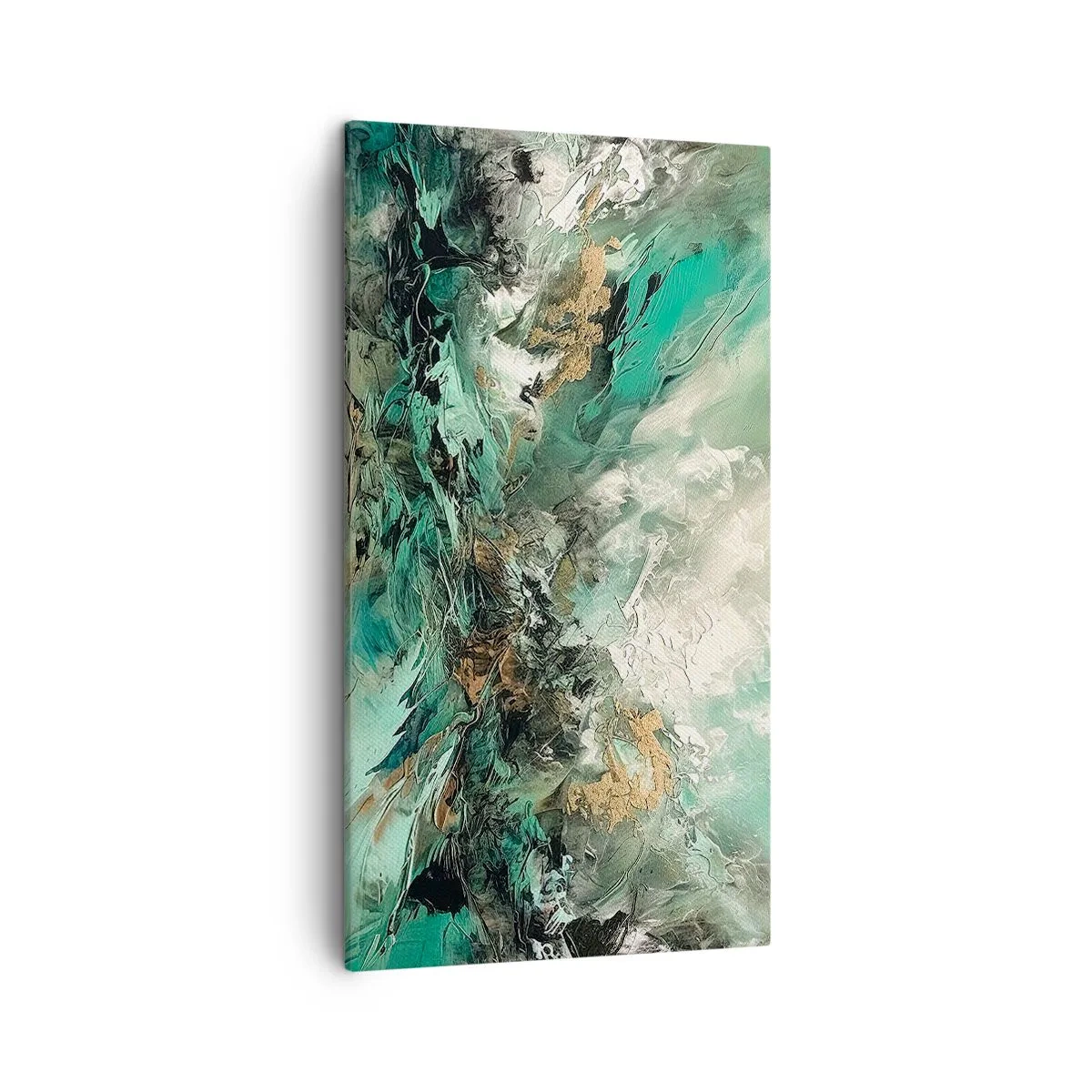 Obraz na plátne - Smaragdovočierne vlnobitie - 45x80 cm