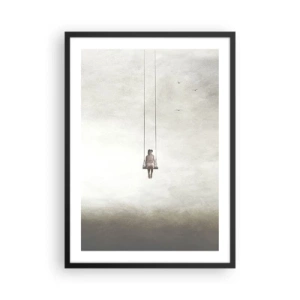 Plagát v čiernom ráme - Postava na hojdačke zavesená v priestore - 50x70cm - Dieťa v nás - Moderná nástenná dekorácia do obývacej izby a spálne ARTTOR