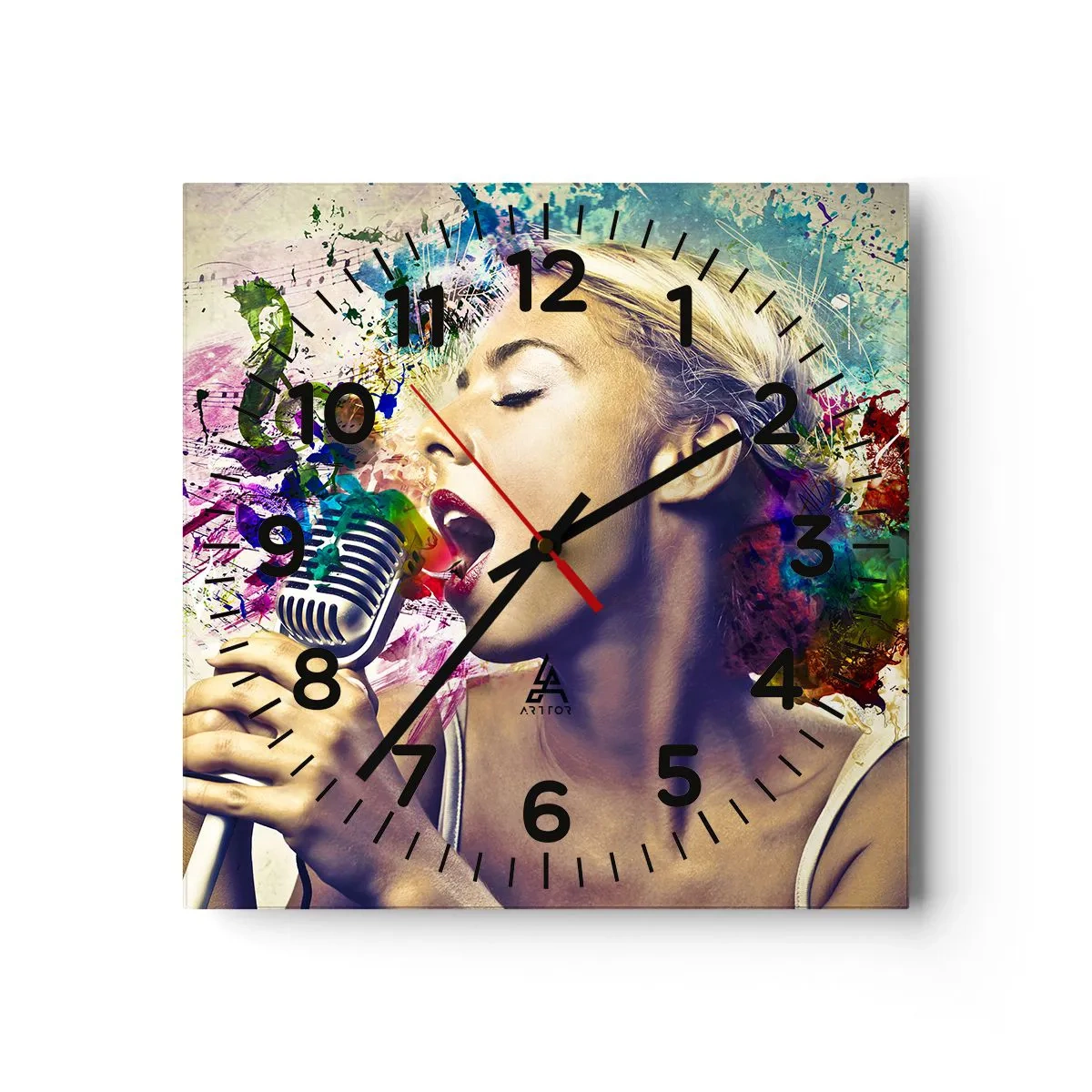 Nástenné hodiny - Pomaľovať hlasom svet - 40x40 cm