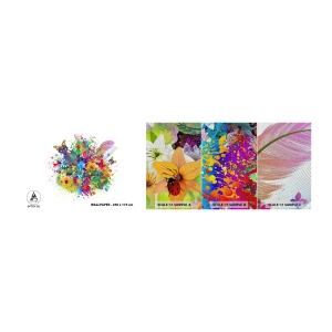 Vzorka fototapety Premium Sand - Kytica radosti - Motýľ, Kvetina, Grafika - 100x30 cm