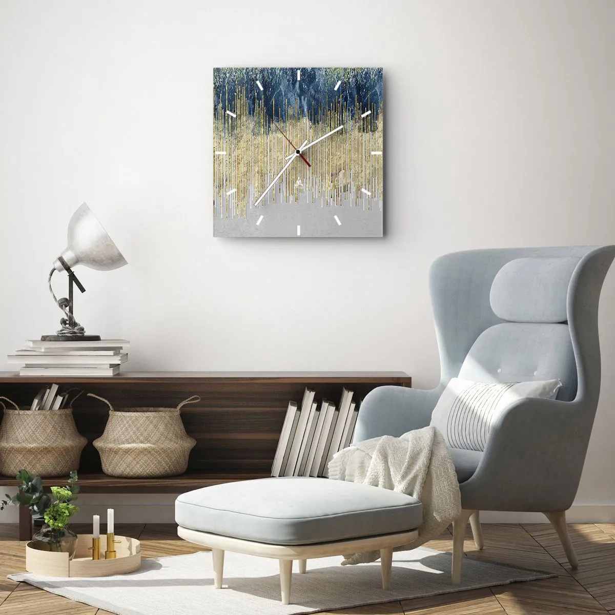 Nástenné hodiny - Pozlátená hranica - 30x30 cm