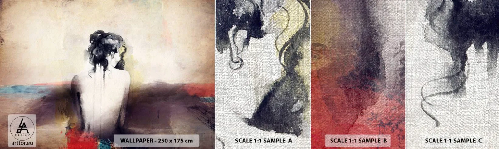 Vzorka fototapety Premium Canvas - Jemné línie, oválne tvary - Žena, Telo, Kus - 100x30 cm