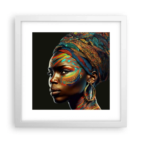 Plagát v bielom ráme - Africká kráľovná - 30x30 cm