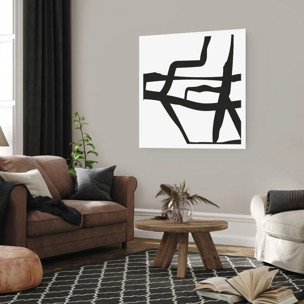 Plagát - Čiernobiela konštrukcia - 60x60 cm