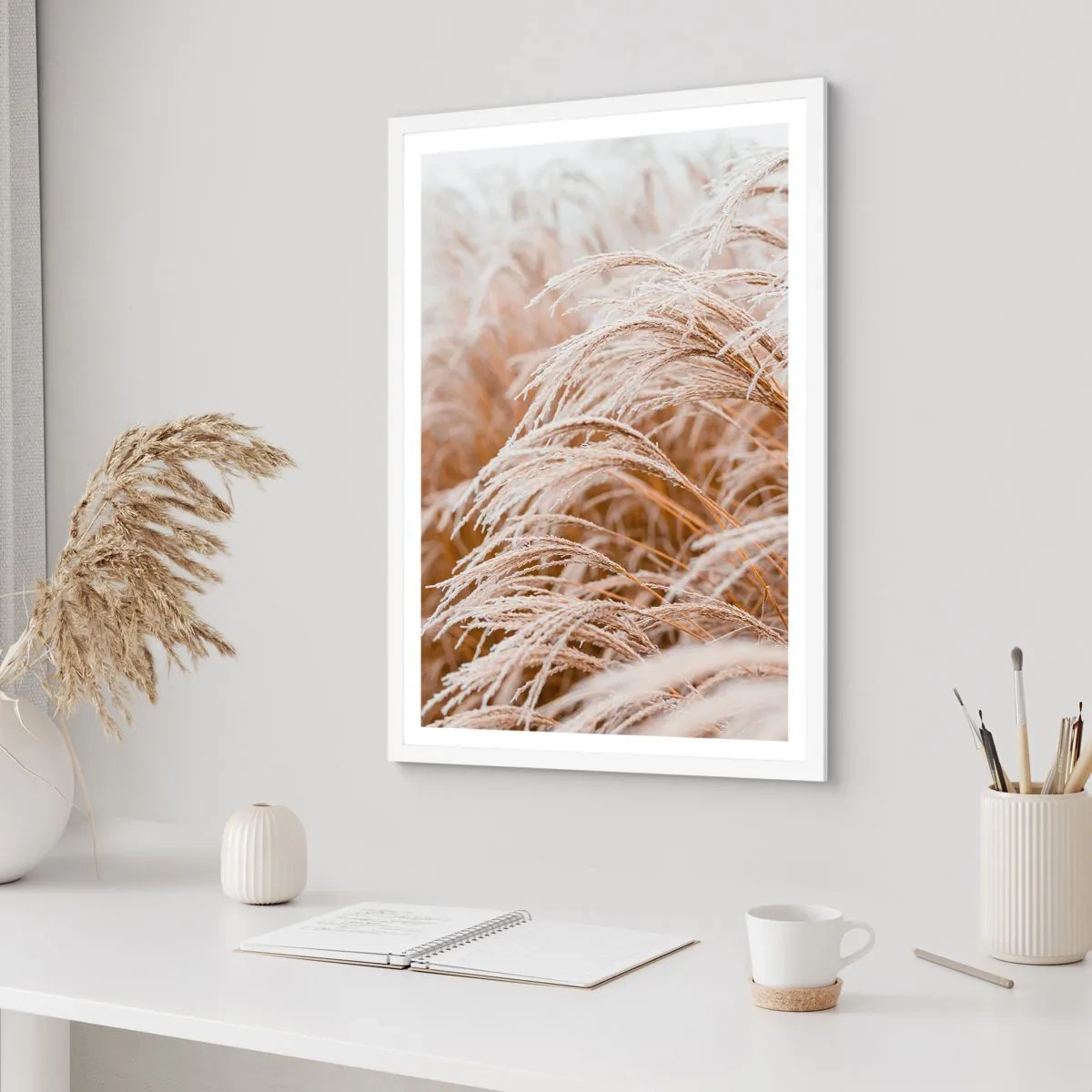 Plagát v bielom ráme - Klanenie jesennému slnku - 70x100 cm