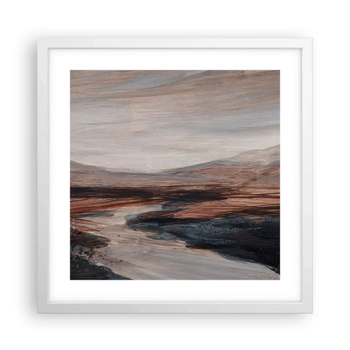 Plagát v bielom ráme - Pokojné údolie - 40x40 cm