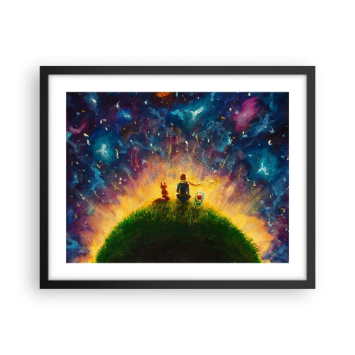Plagát v čiernom ráme - Láska a priateľstvo - celý svet - 50x40 cm