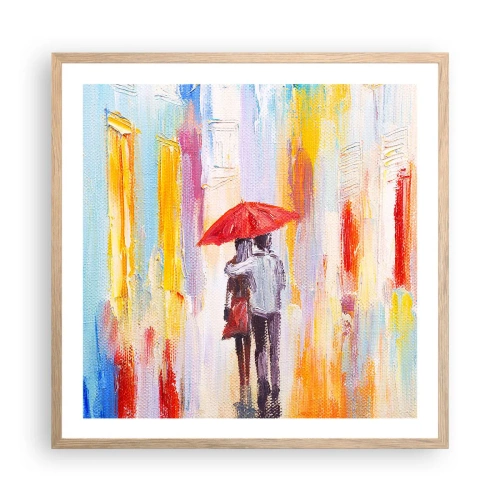 Plagát v ráme zo svetlého duba - Nech prší ďalej - 60x60 cm