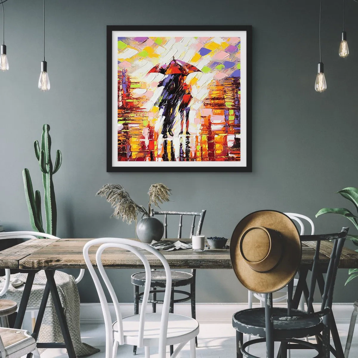 Plagát v čiernom ráme - Spoločne cez noc a dážď - 60x60 cm