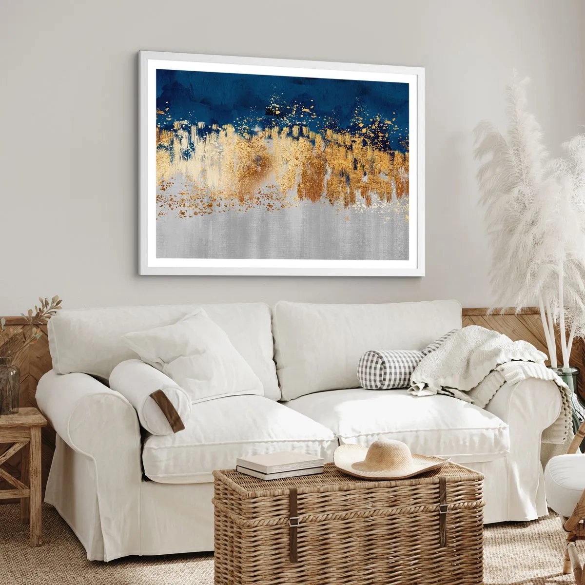 Plagát v bielom ráme - Moderná kompozícia s iskrou - 100x70 cm