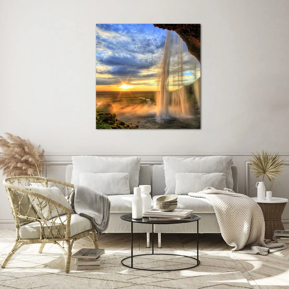 Obraz na skle - Svet za závojom kvapiek  - 50x50 cm