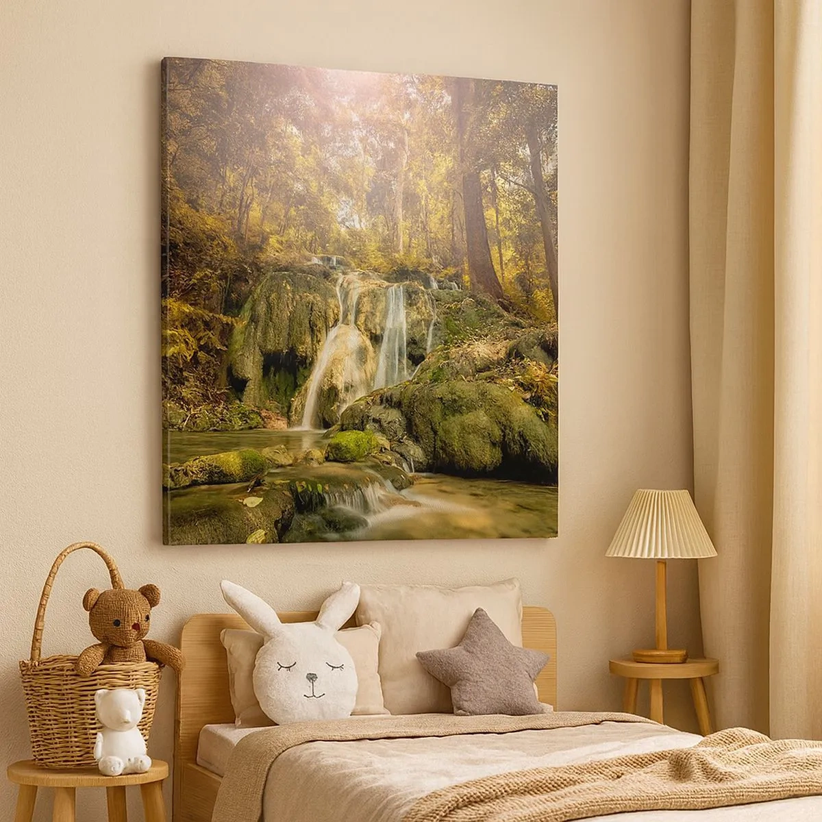 Obraz na plátne - Lesný vodopád v zeleni - 30x30 cm