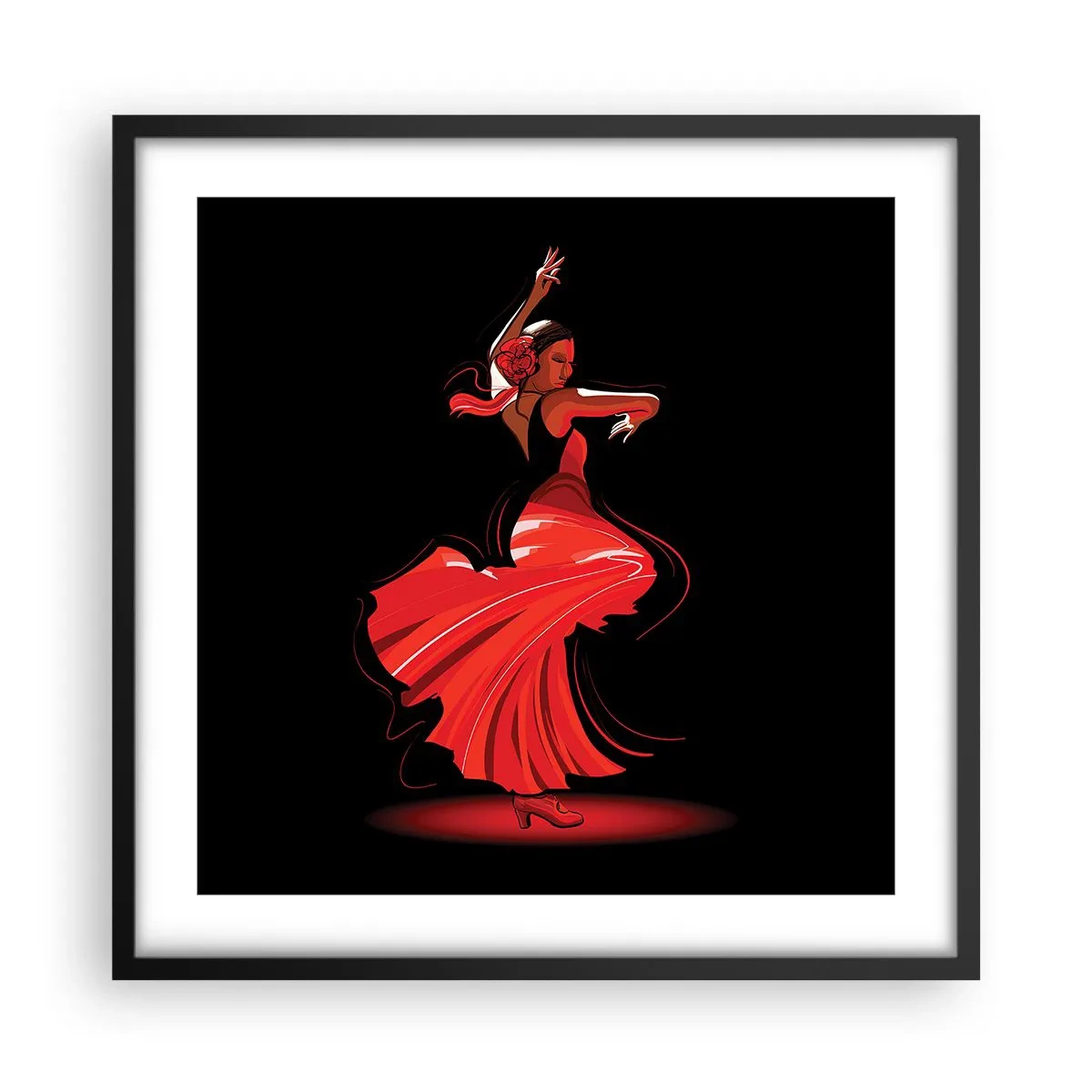 Plagát v čiernom ráme - Horúca duša flamenco - 50x50 cm