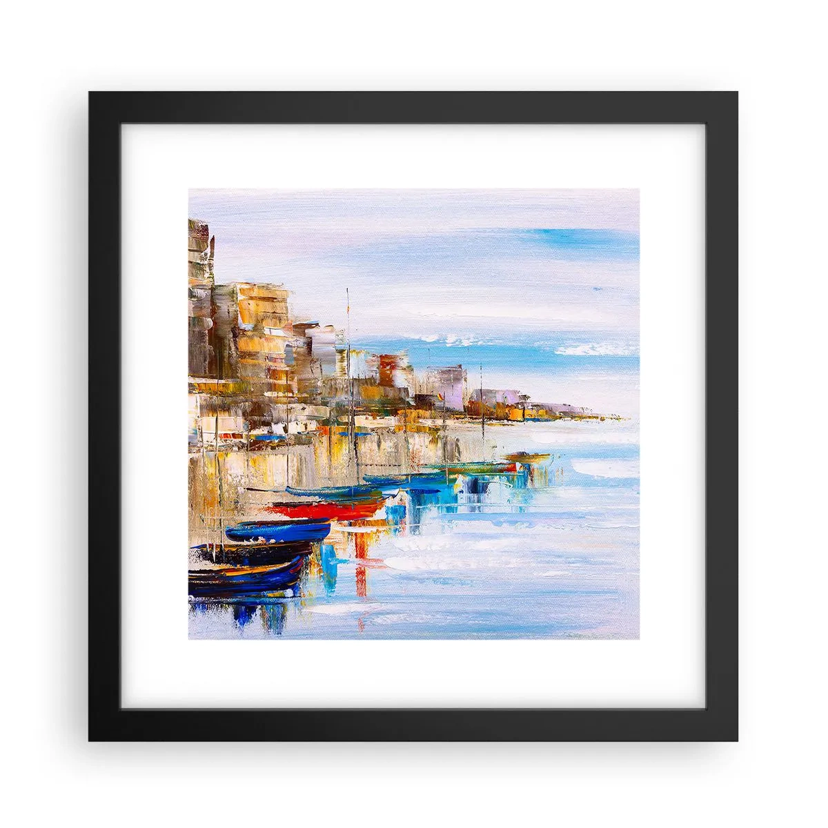 Plagát v čiernom ráme - Viacfarebný mestský prístav - 30x30 cm