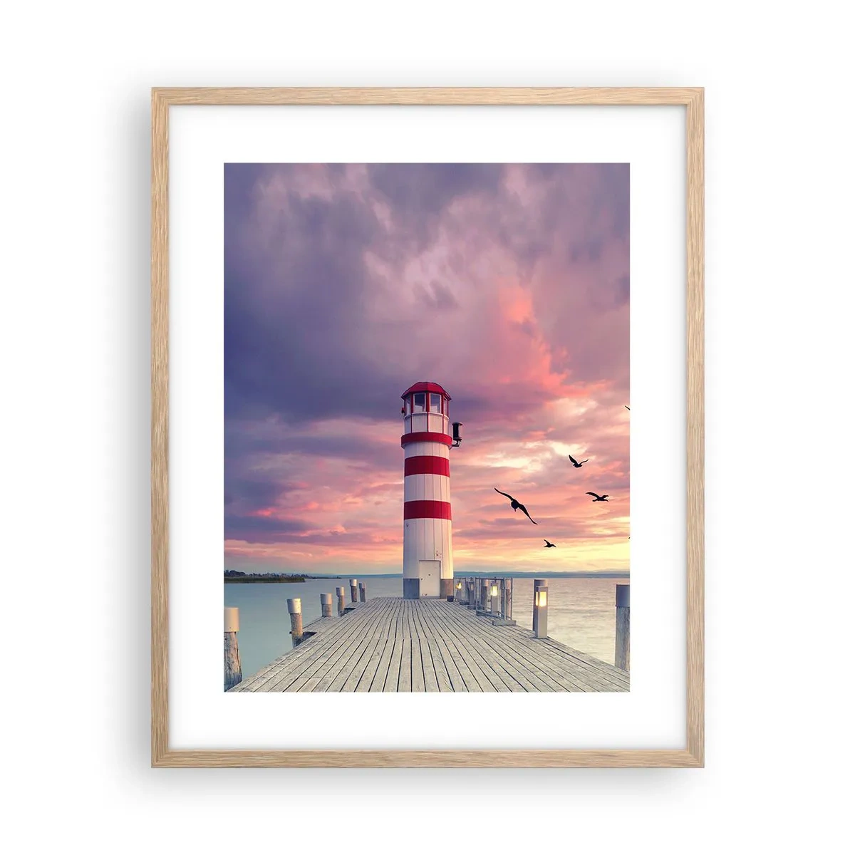 Plagát v ráme zo svetlého duba - Čas ísť do prístavu - 40x50 cm