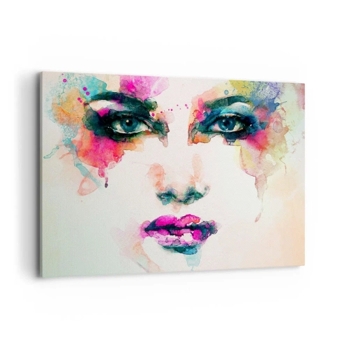 Obraz na plátne - Portrét maľovaný dúhou - 100x70 cm