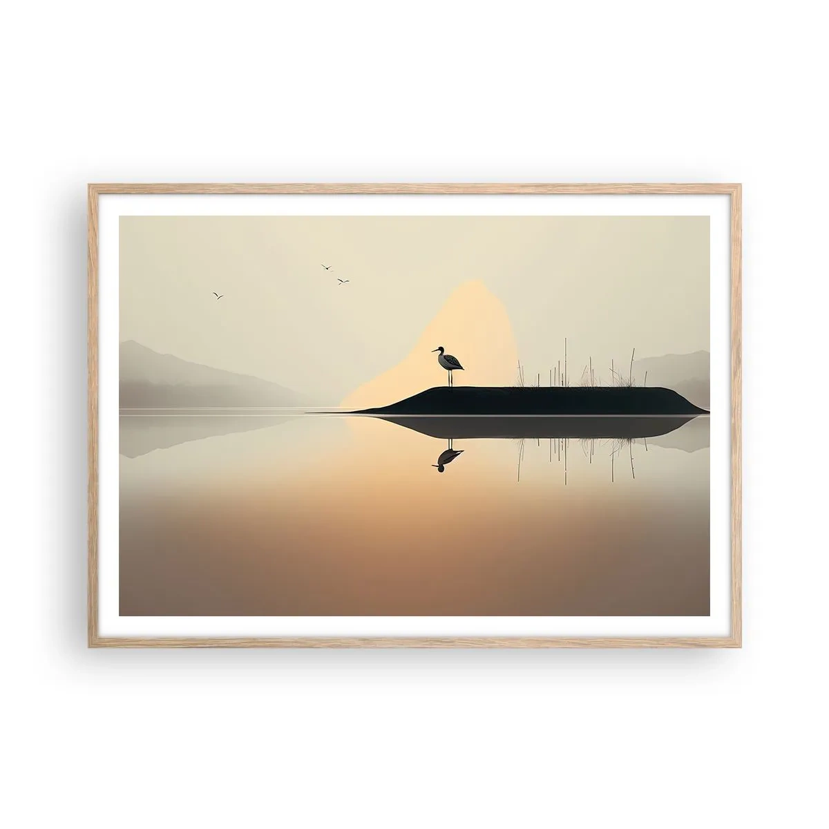 Plagát v ráme zo svetlého duba - Pán na jazere - 100x70 cm