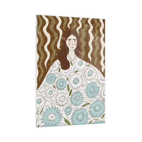Obraz na skle - Portrét v kvetinovom rúchu - 70x100 cm