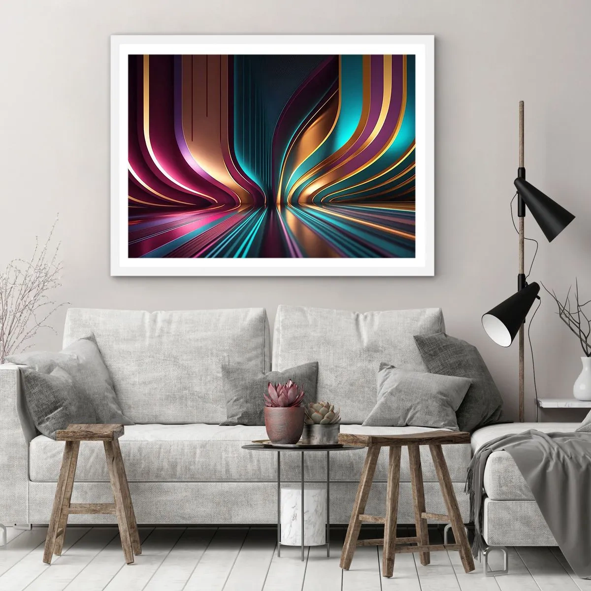 Plagát v bielom ráme - Architektúra svetla - 50x40 cm