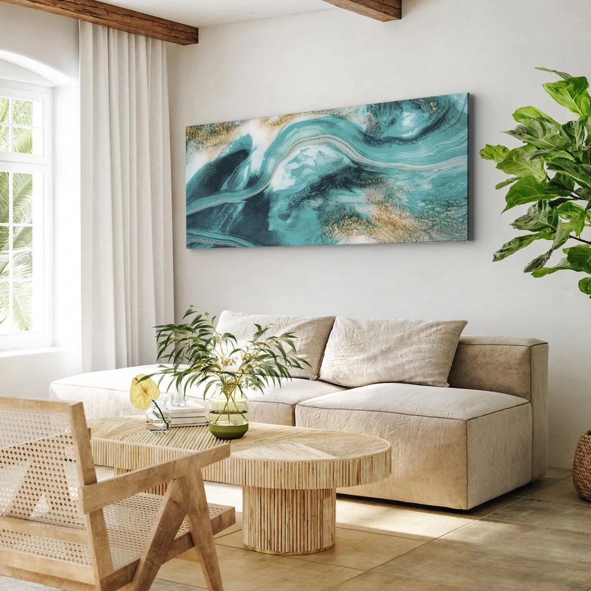 Obraz na plátne - Rieka zlata - 100x40 cm