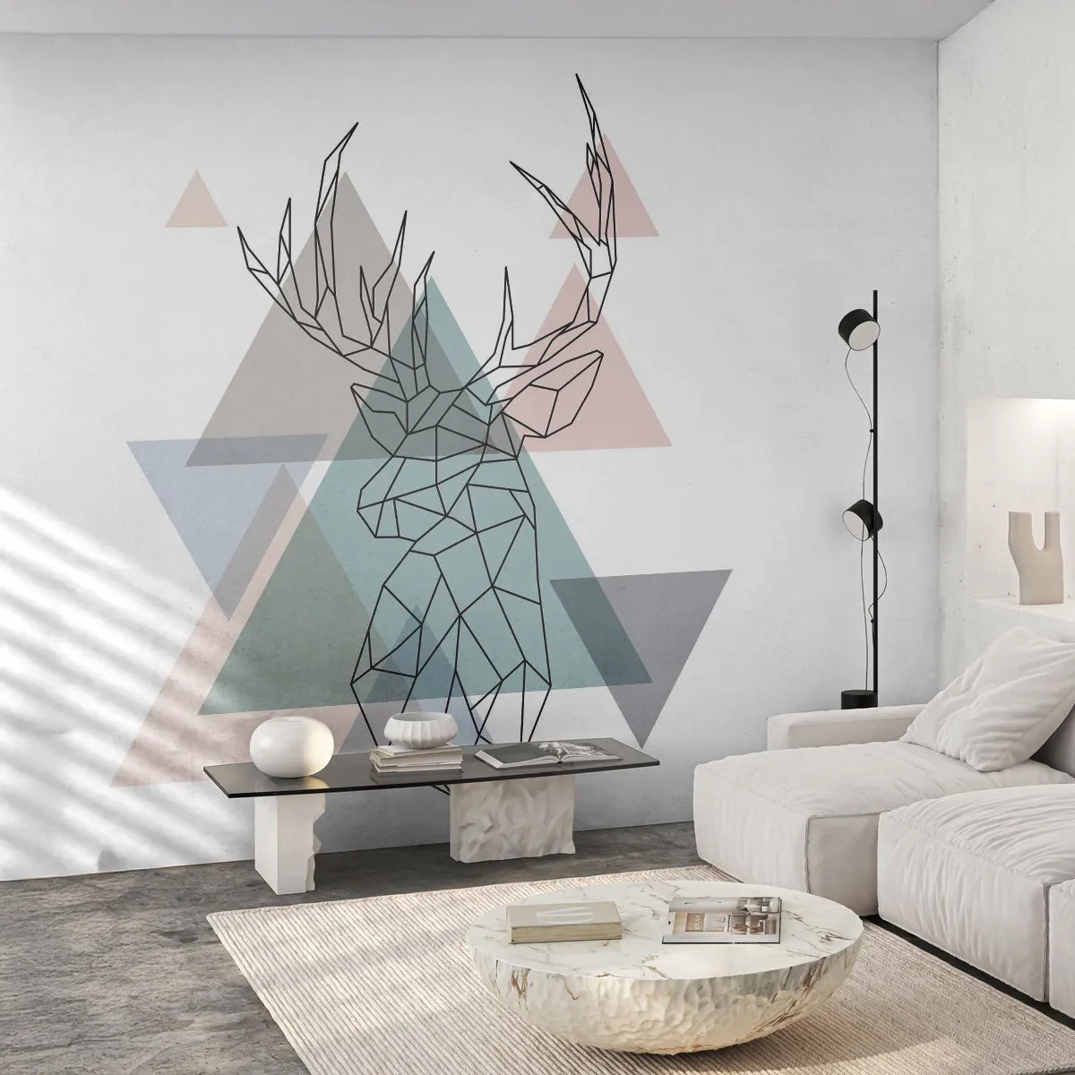 Fototapeta na mieru Standard Eco - V geometrickom lese - Abstrakcia, Jeleň, Grafika