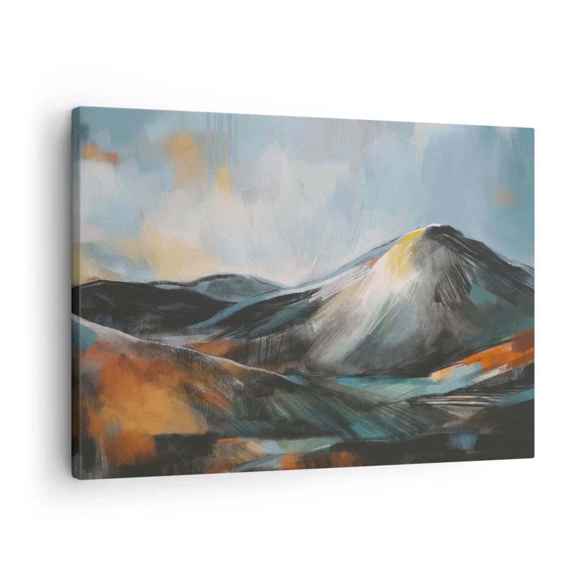 Obraz na plátne - Abstraktná horská krajina v teplých odtieňoch - 70x50cm - Surové a krásne - Moderná nástenná dekorácia do obývacej izby a spálne ARTTOR