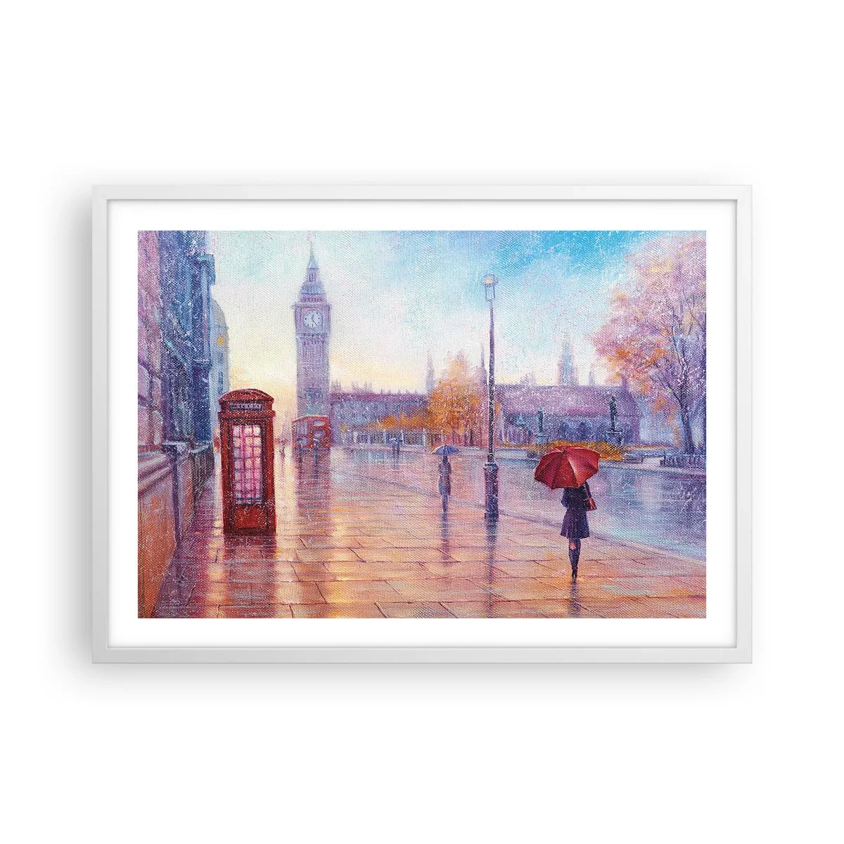 Plagát v bielom ráme - Londýnsky jesenný deň - 70x50 cm