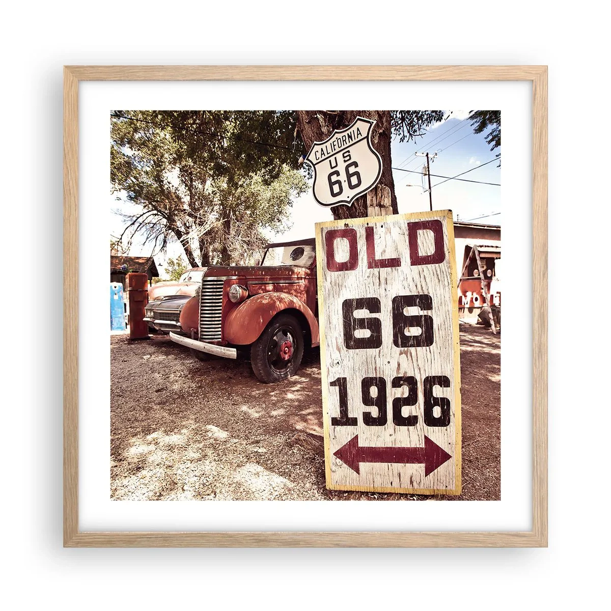 Plagát v ráme zo svetlého duba - Legenda americkej provincie - 50x50 cm