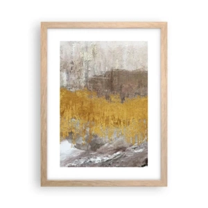 Plagát v ráme zo svetlého duba - Zlatistý závan - 30x40 cm