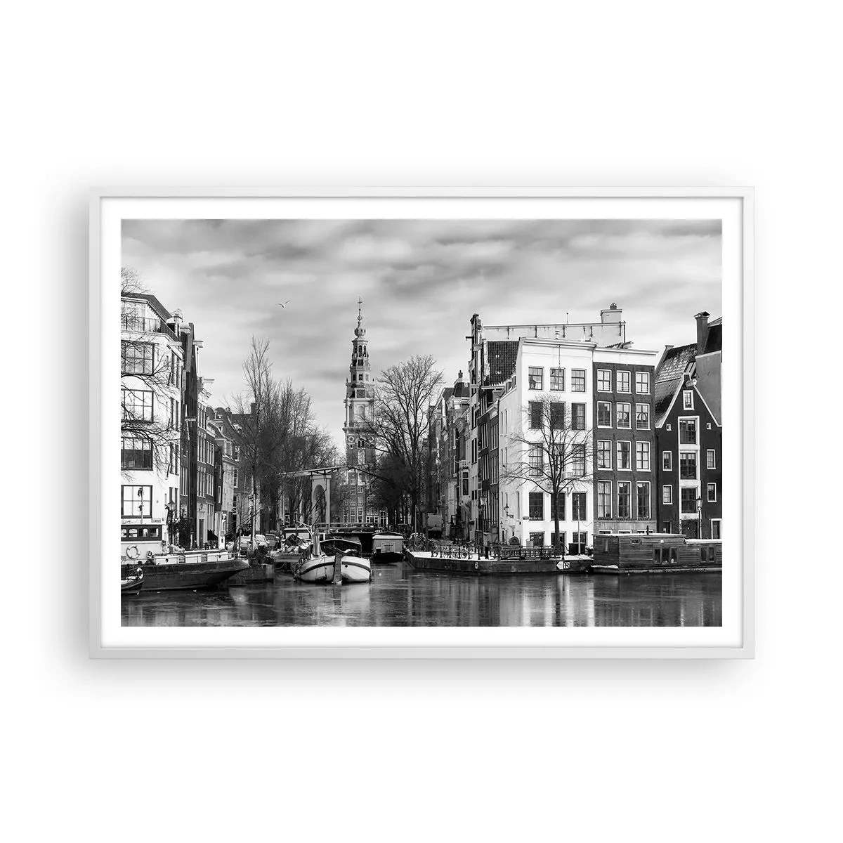 Plagát v bielom ráme - Amsterdamské vibrácie - 100x70 cm